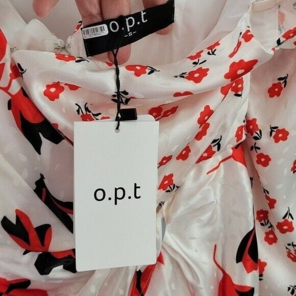 O.P.T Emilia Dress White Floral Satin - Picture 9 of 12